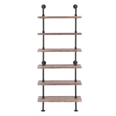 Edwa Iron Pipe Wall Mount Ladder Bookcase