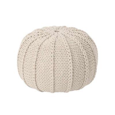 Corisande Knitted Cotton Pouf - Christopher Knight Home