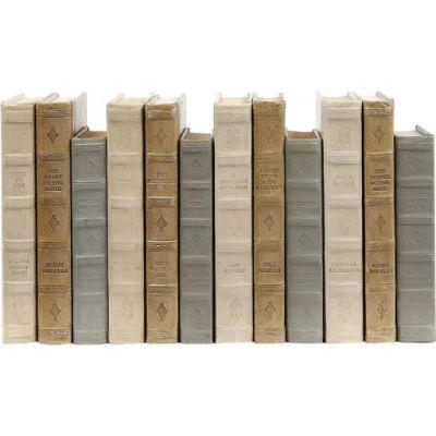 ENGLISH FINE LEATHER LIGHT 12 PIECE DECORATIVE BOOK SET
