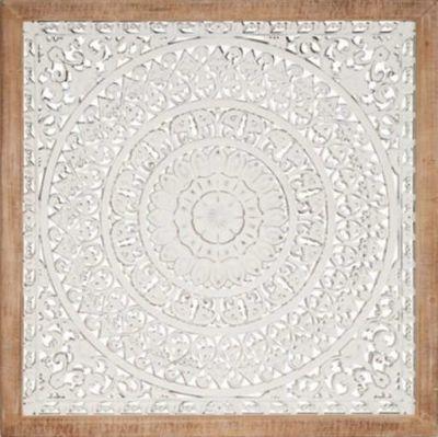 White Wood Carved Medallion