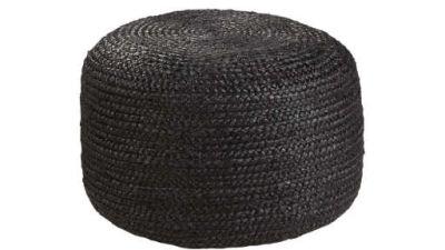 Black Braided Jute Pouf