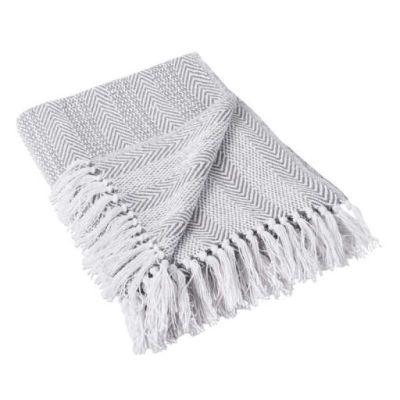 Poff Herringbone Stripe Cotton Throw
