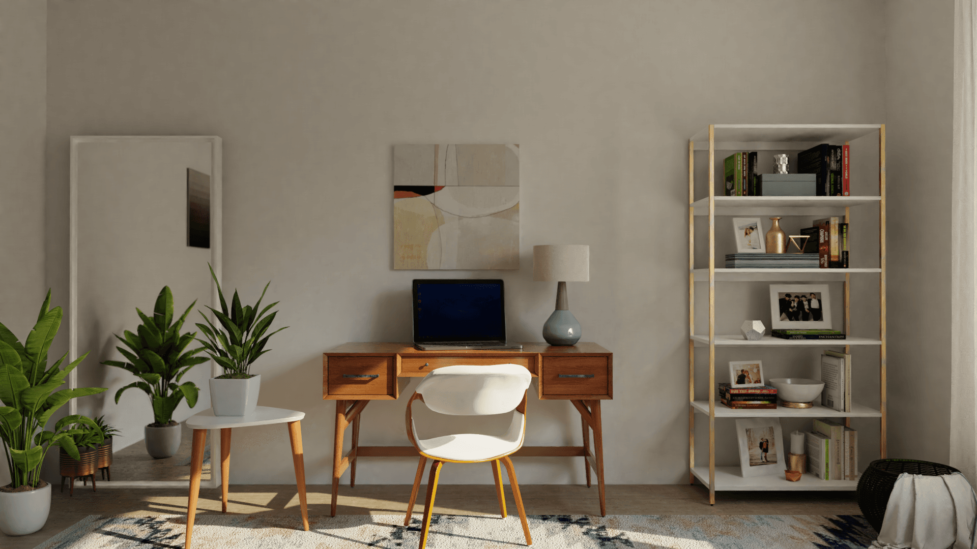 Functional, Productive Mid-Century Modern Home Office