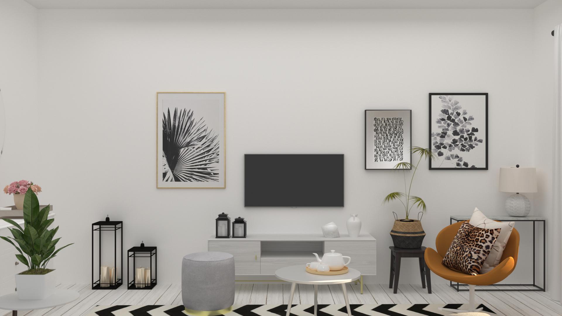 Styling Around Media Console: Modern Glam Living Room