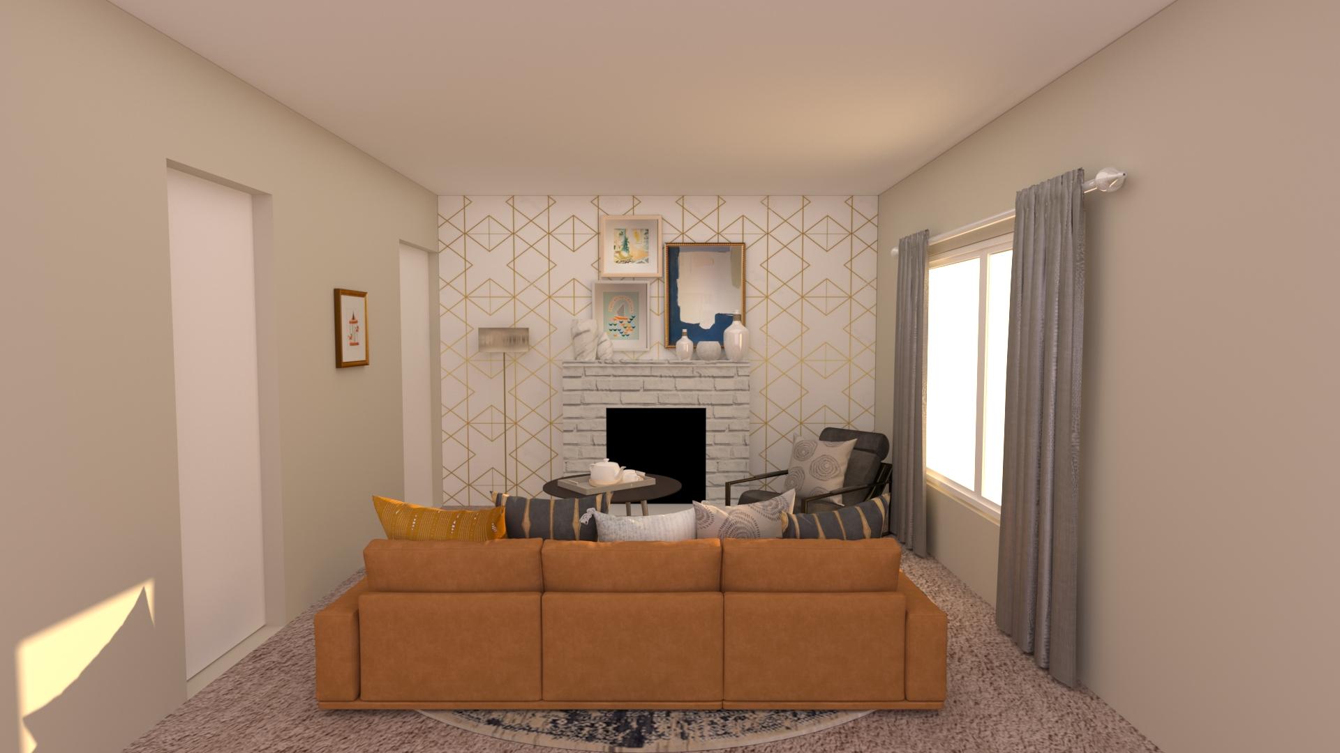 Modern Minimalist Living Room Design with Accent Wall