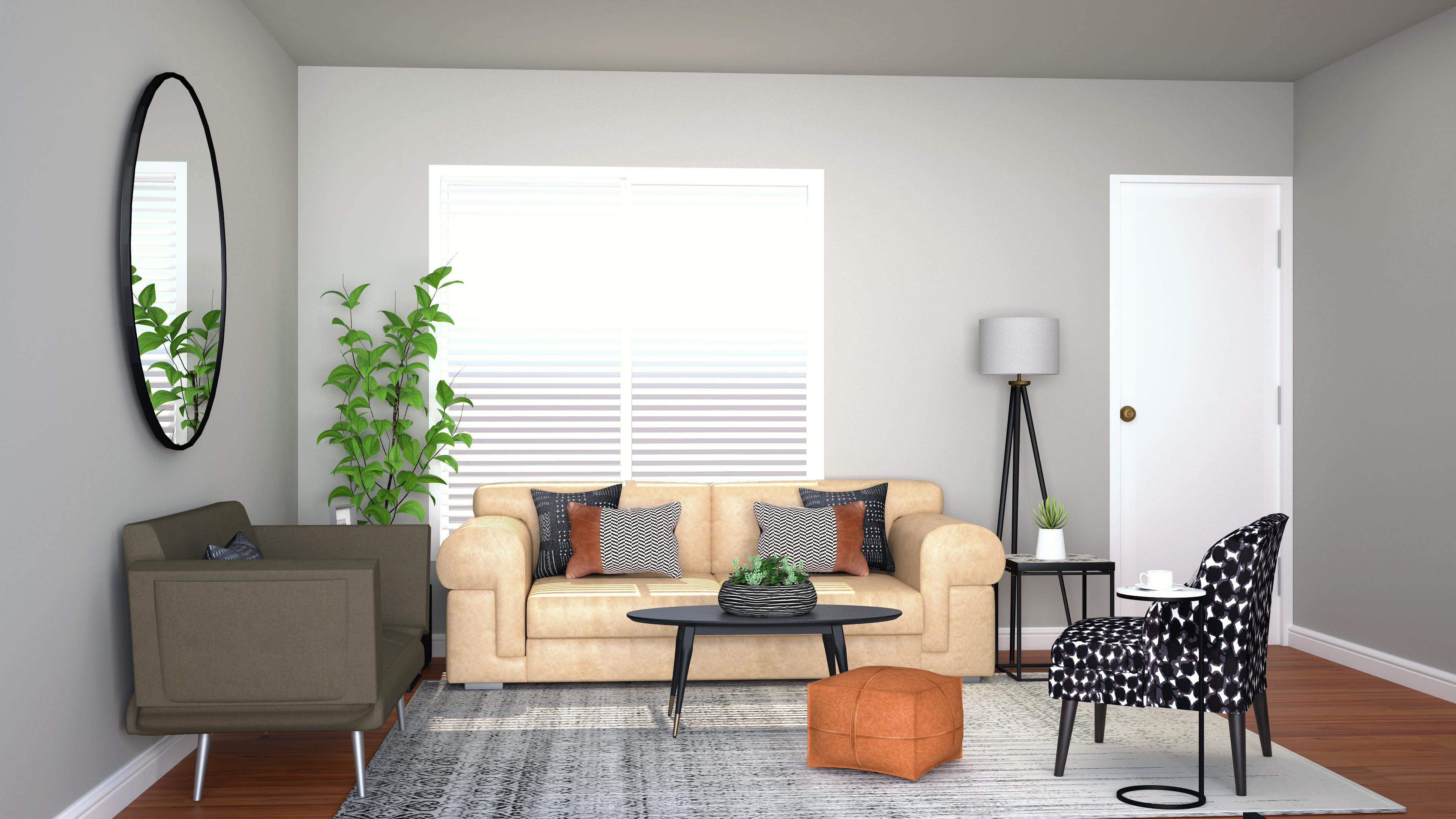 Black Accents: Urban Farmhouse Living Room