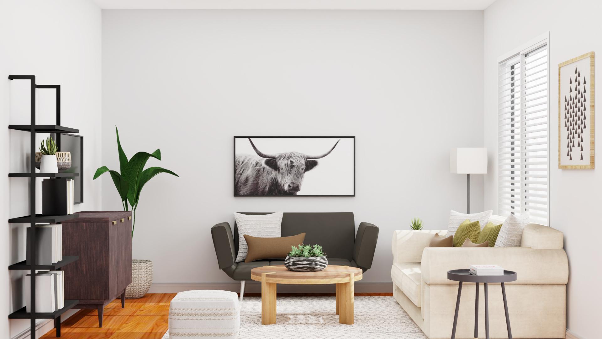 Mid Century Rustic Living Room in Earth Tones