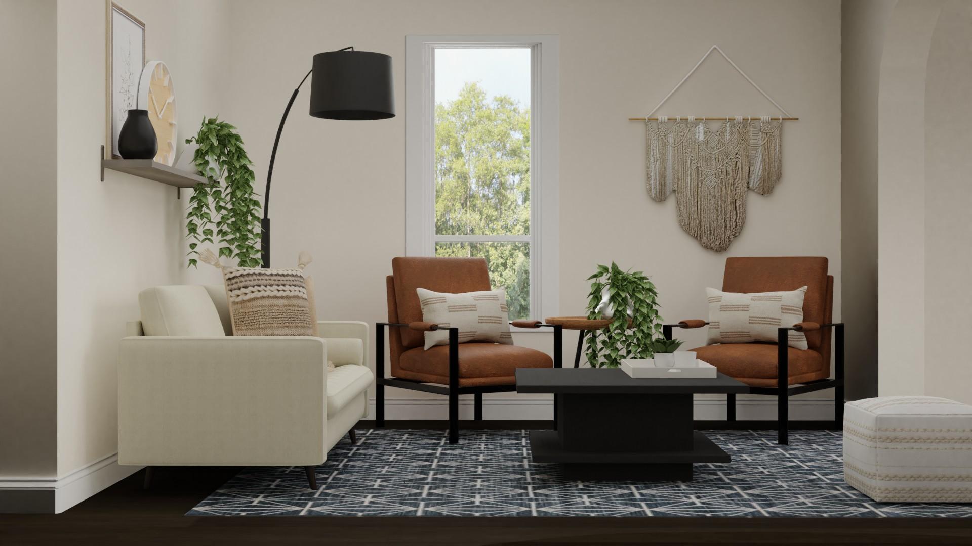 Leather Accent Chairs: Urban Boho Living Room