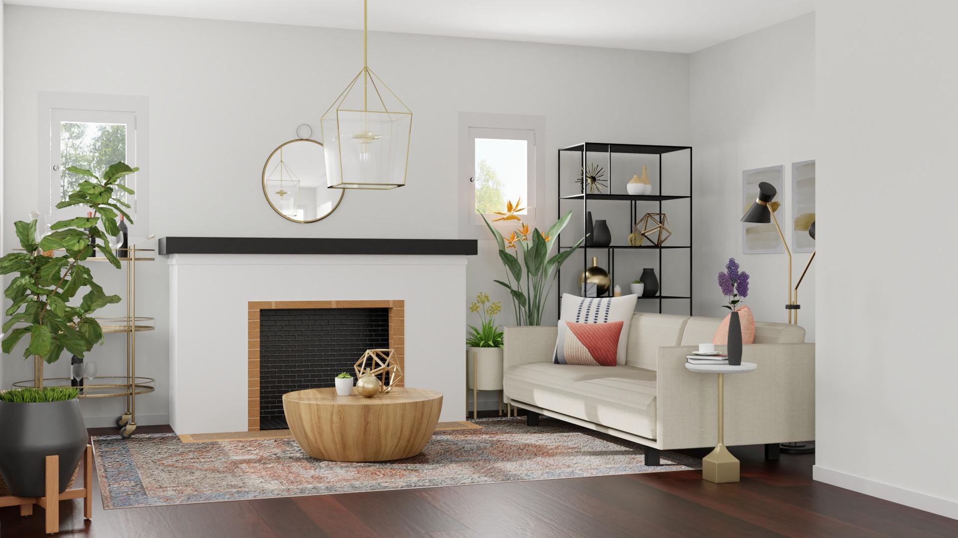 Combining Brass + Black Metals: Modern Glam Living Room
