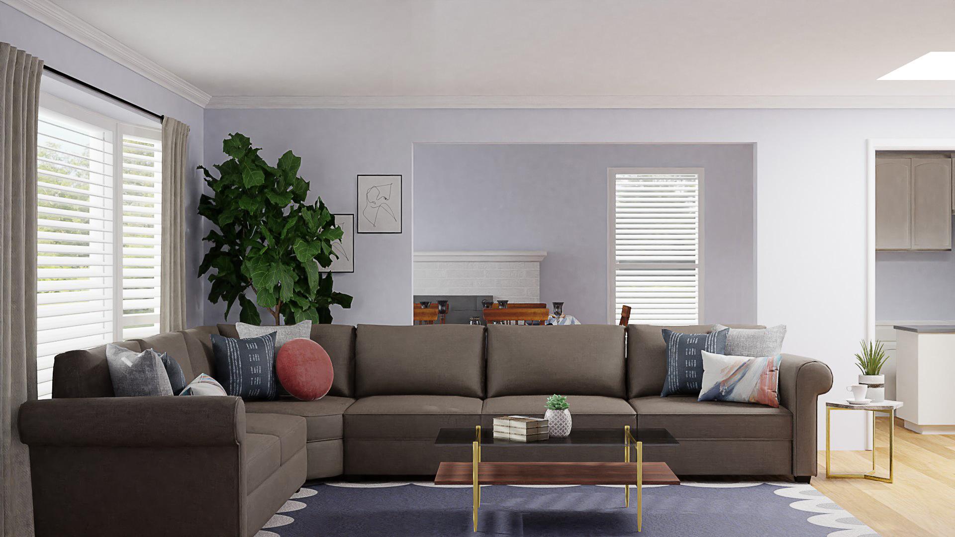 Modern Glam Living Room with Pink & Blue Accents