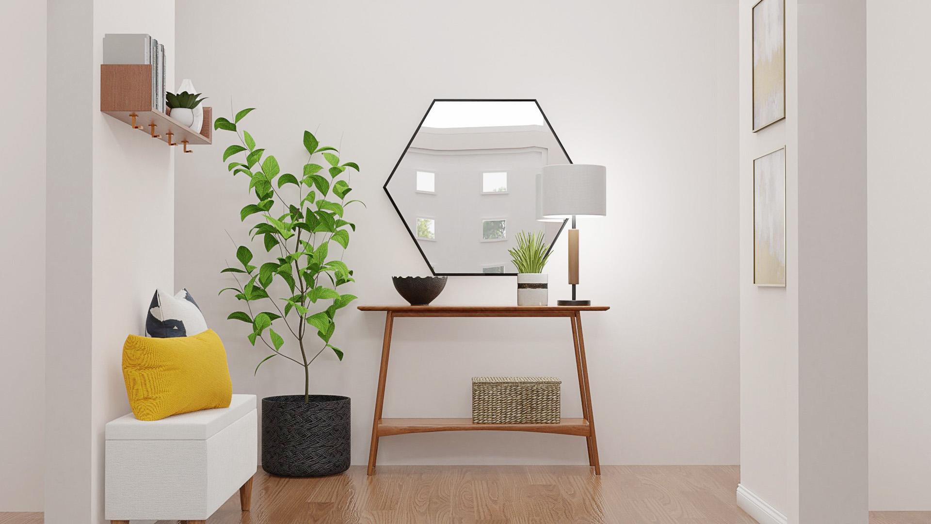 A Contemporary Entryway with Extra Storage & Mid-Century Vibes