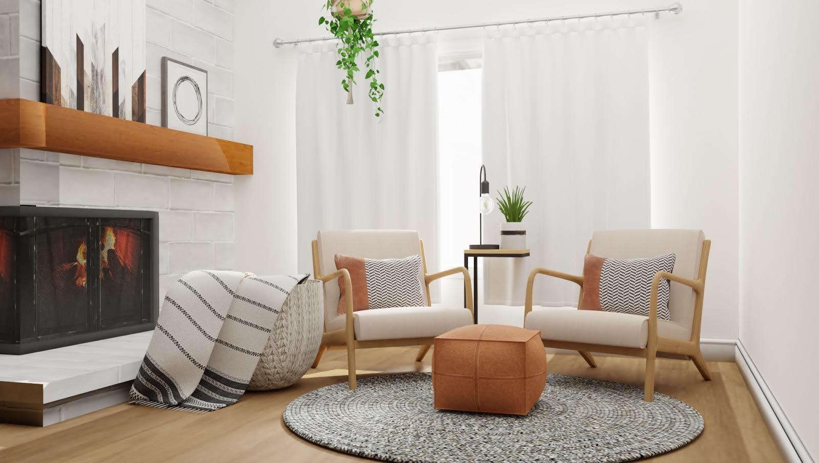 Mid Century Contemporary Living Room With Earthy Tones 
