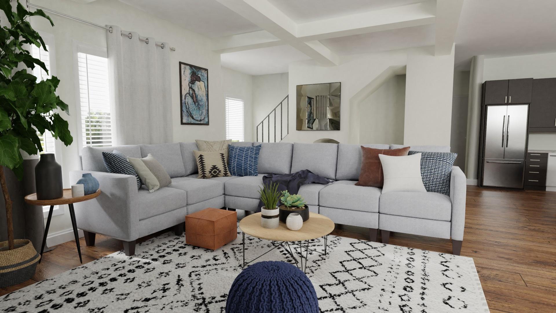 Boho Eclectic Living Room Design with Textures & Patterns