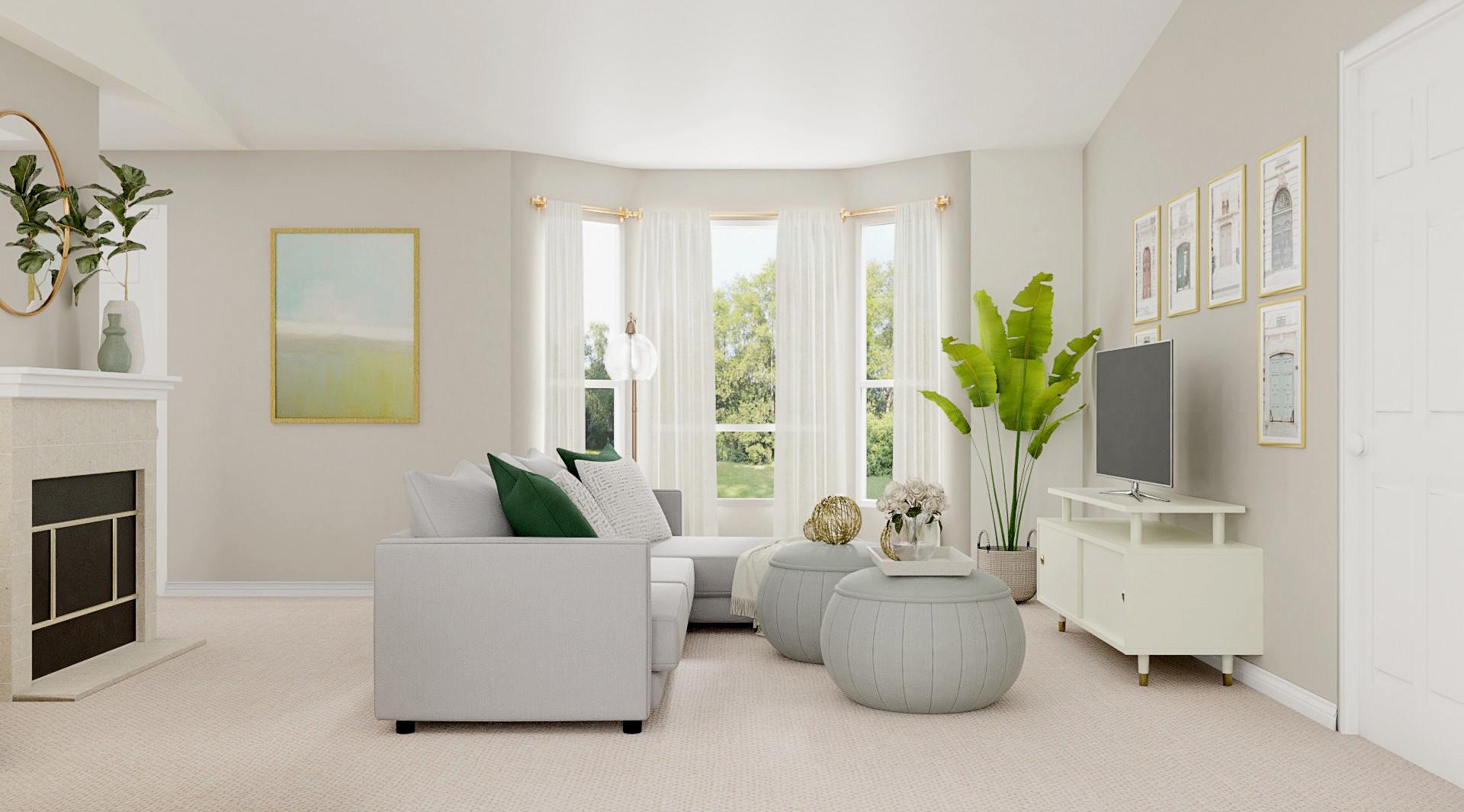 Emerald Accents: Modern Glam Living Room