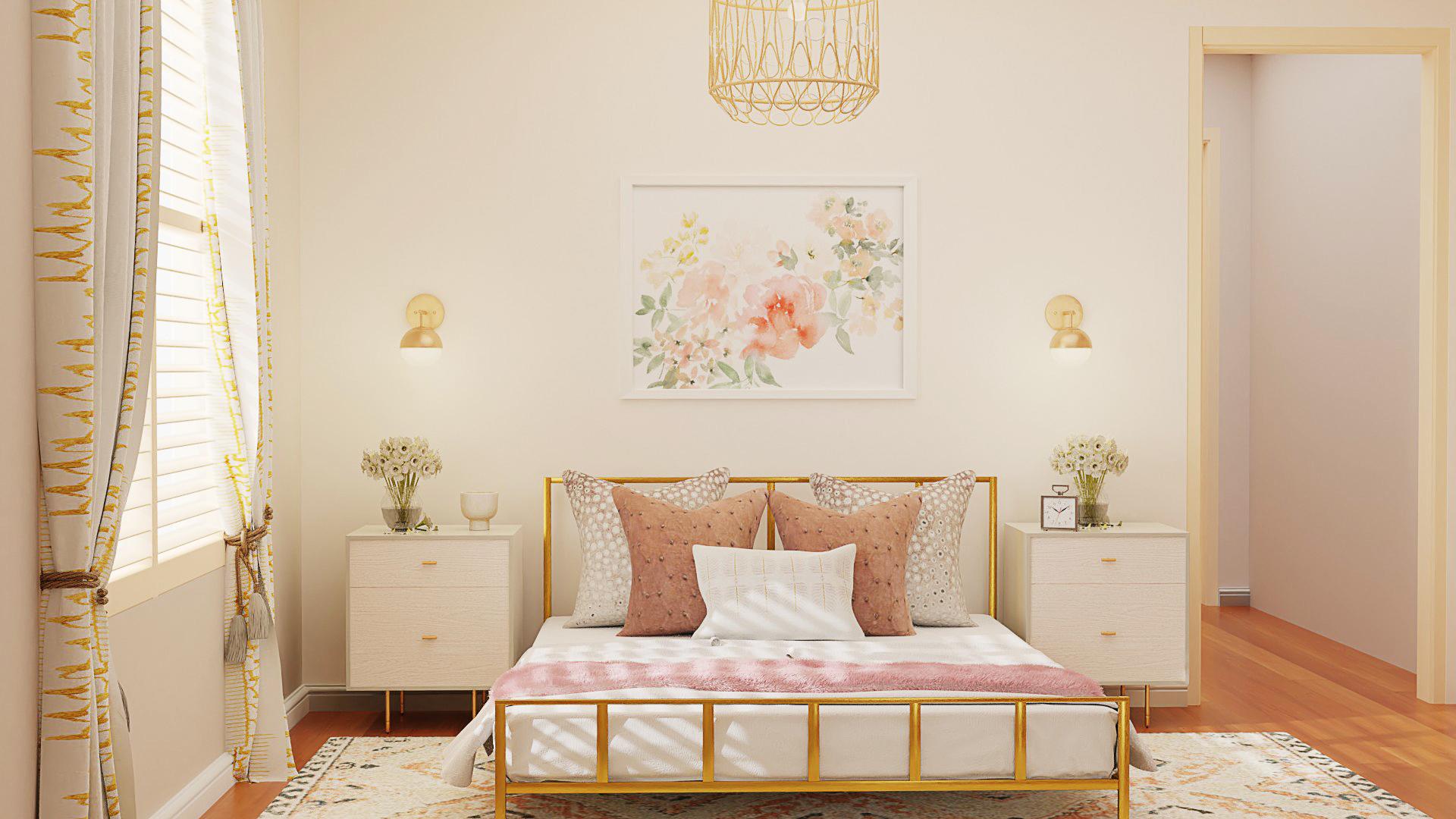 Lighter Fabrics and Textures: Modern Glam Bedroom