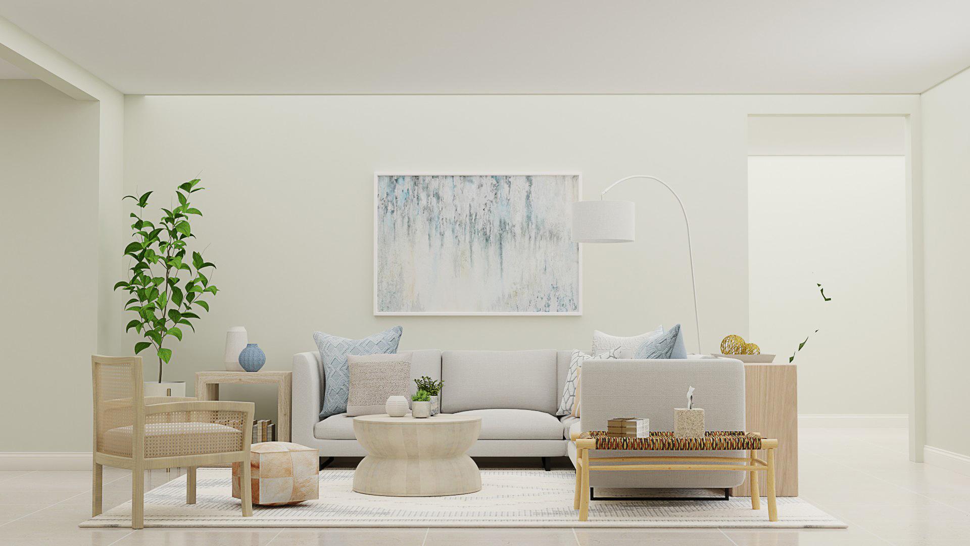 Blonder Woods + Multi Functional Pieces: Transitional Coastal Living Room