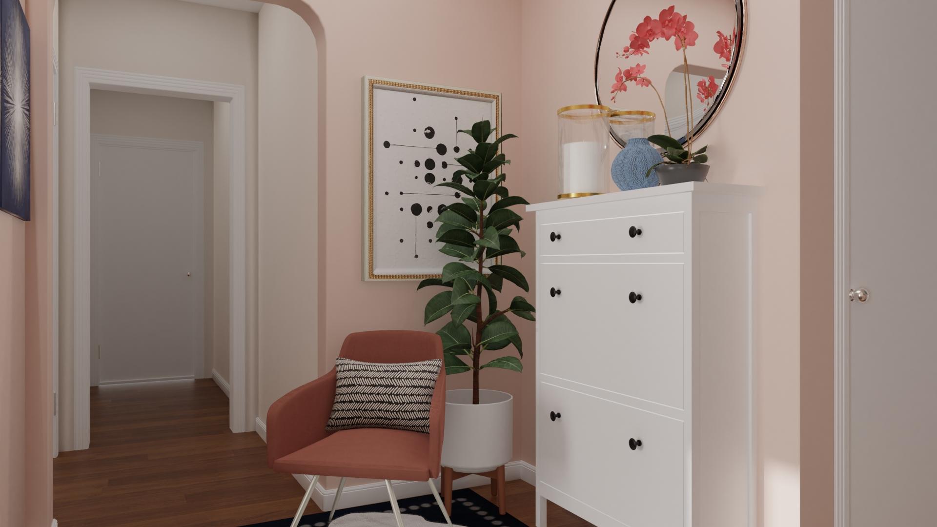 Pink and Feminine: Modern Glam Entryway