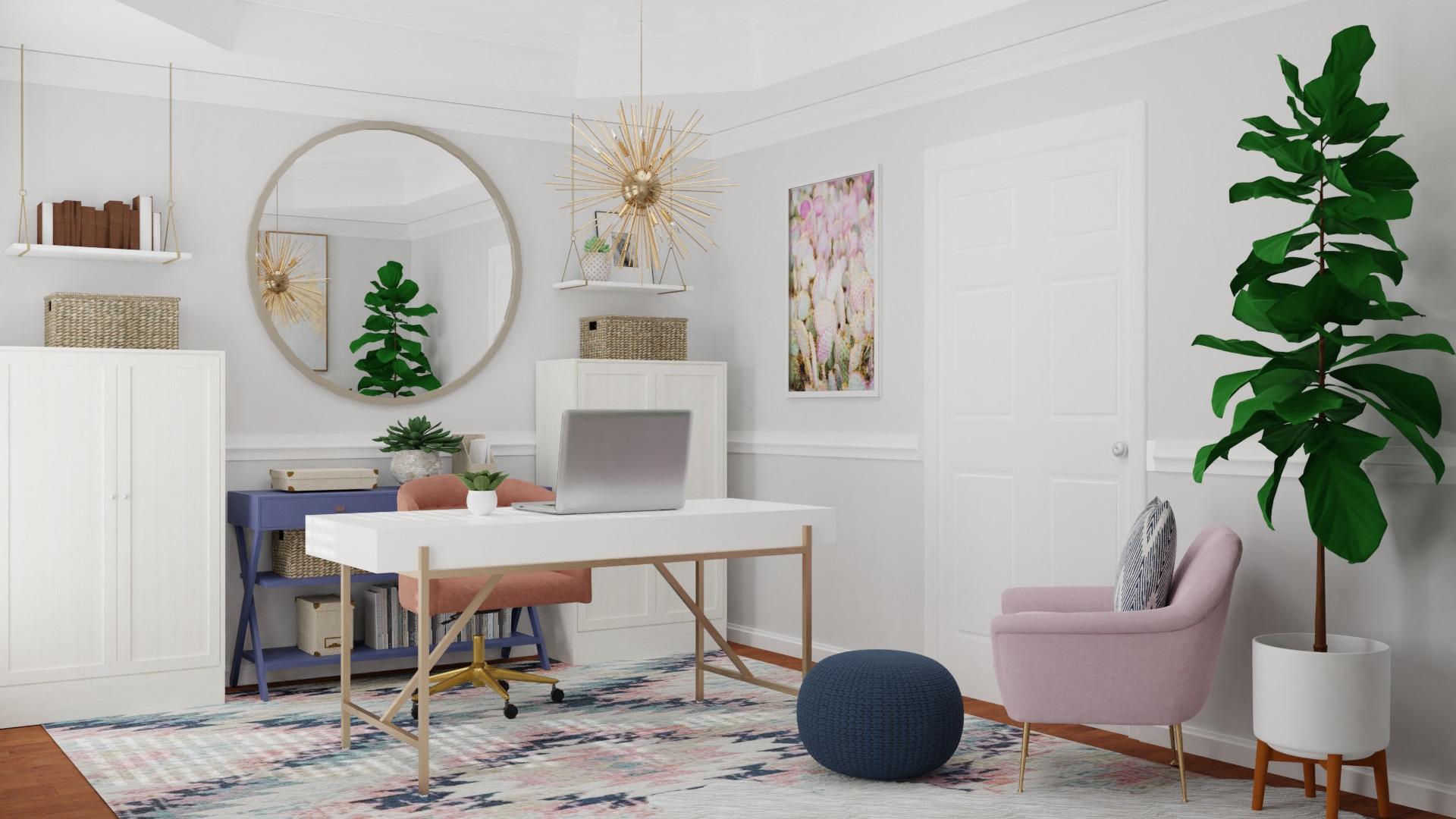 Extra Storage Space: Modern Glam Home Office