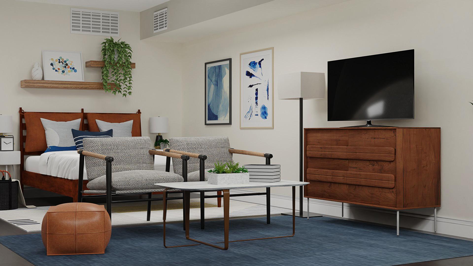 Navy Blue Masculine: Mid-Century Retro Studio