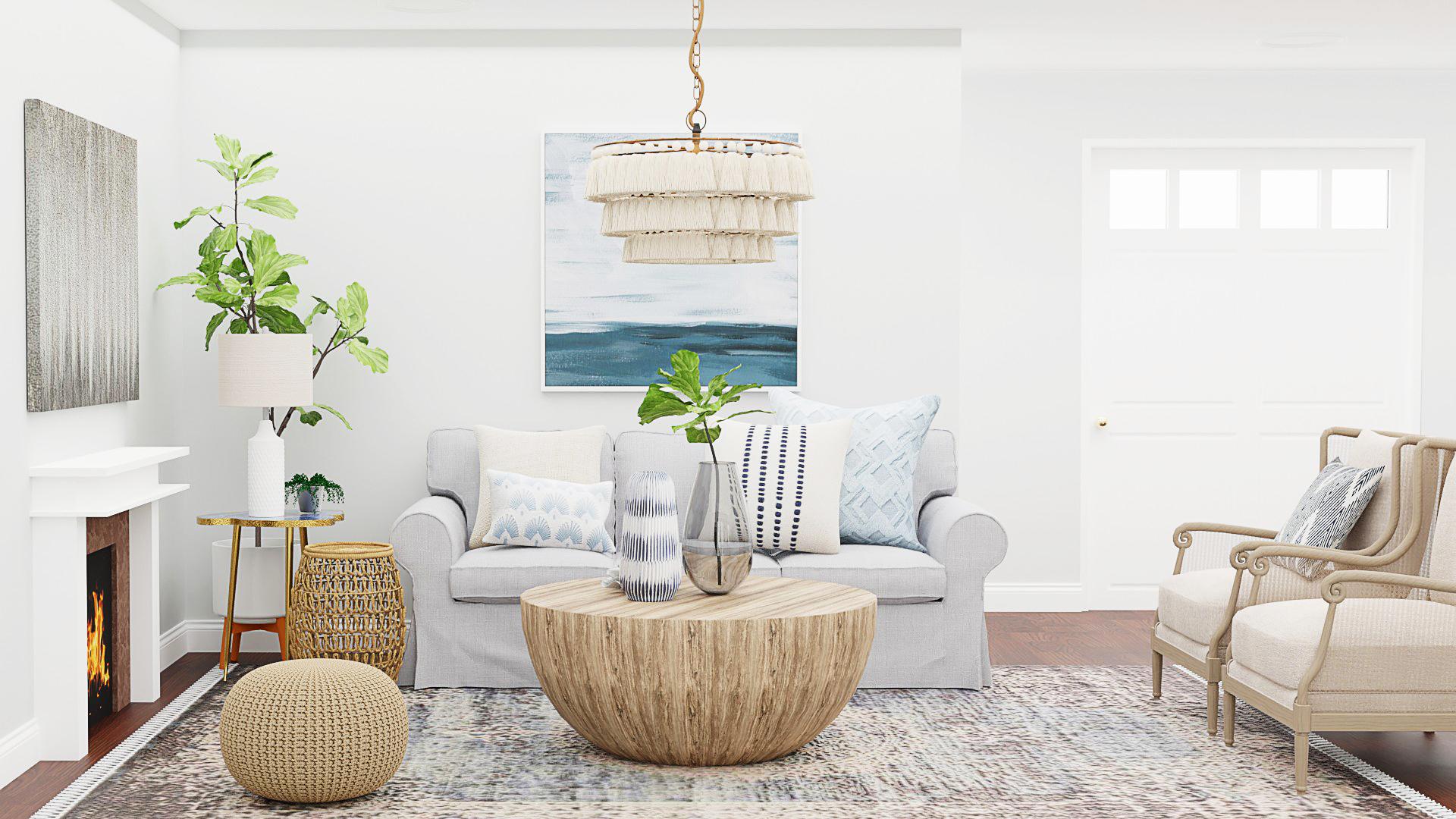 Light Fabrics and Spring Textiles: Transitional Coastal Living Room