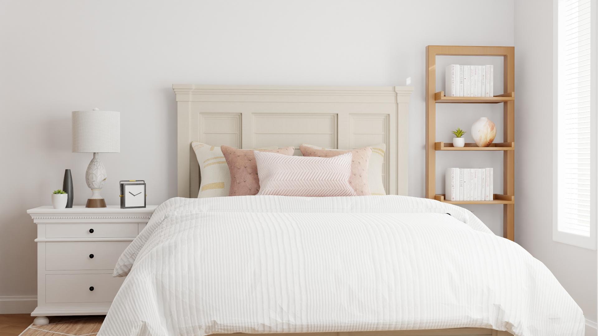 Blush Accents: Modern Farmhouse Bedroom