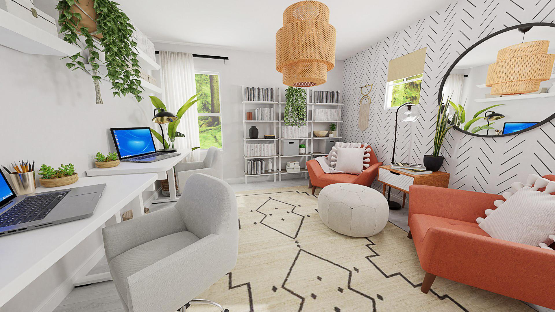 Dual Work Stations: Boho Eclectic Home Office