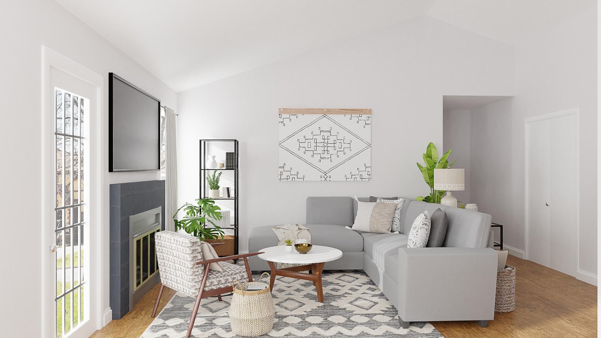 Maximizing Seating Space: Mid-Century Contemporary Living Room