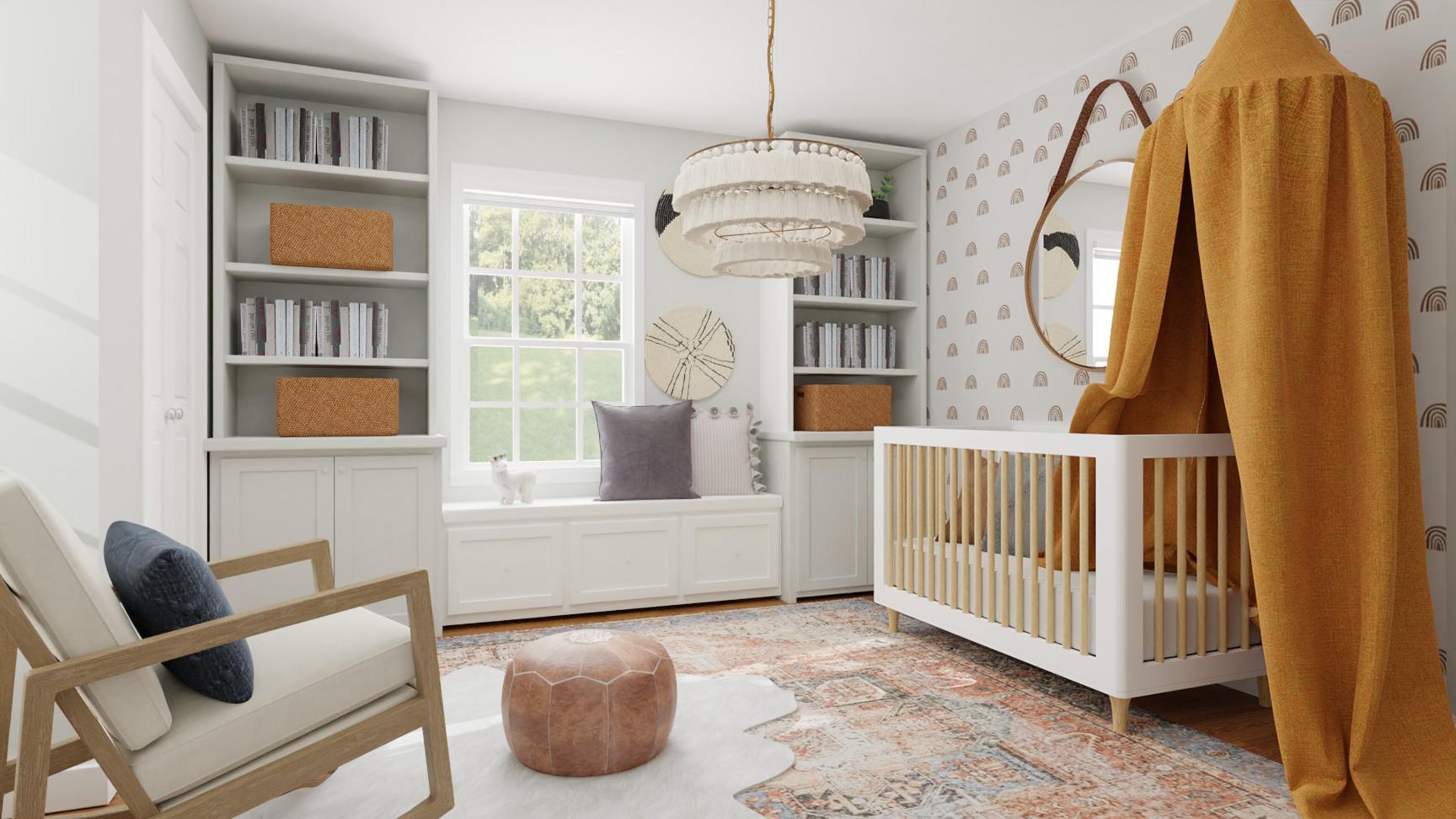 Accent Wallpaper: Mid-Century Eclectic Nursery