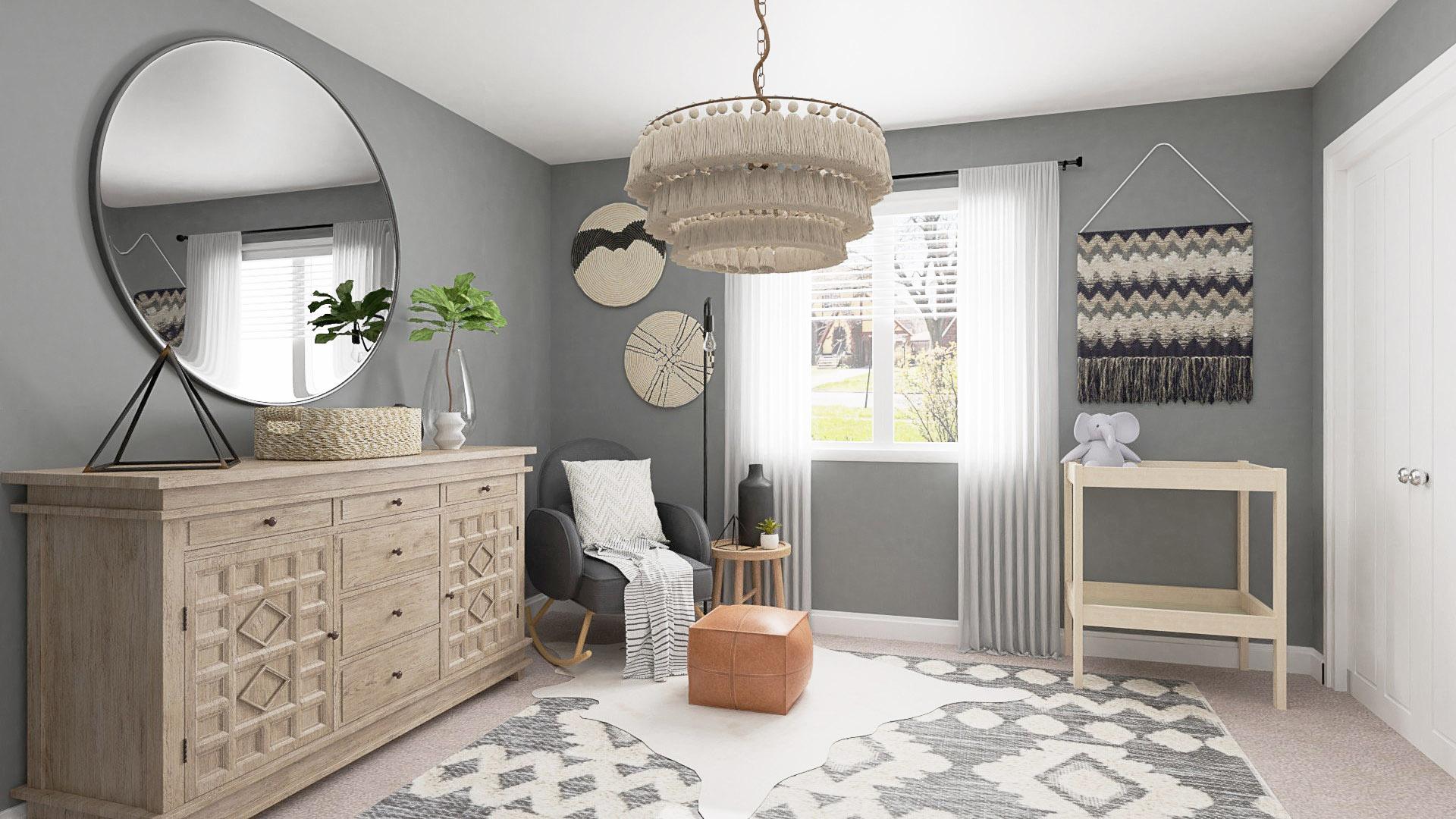 Calming Gray Tones:  Rustic Boho Nursery