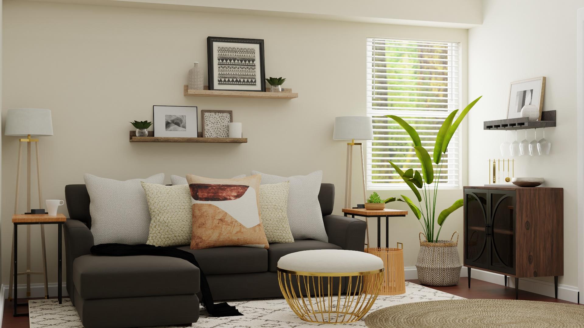 Small Spaces:  Mid Century Glam Living Room