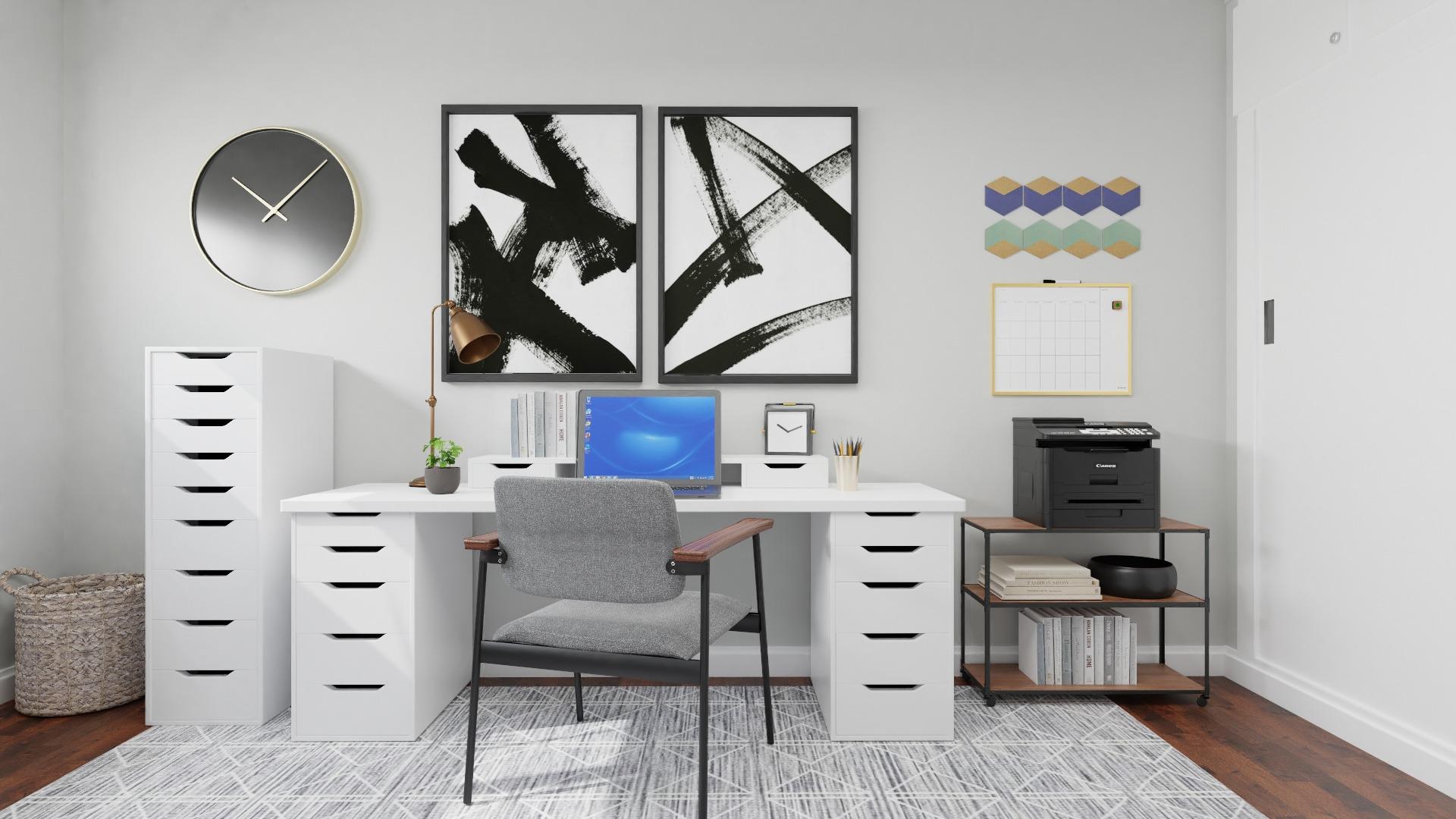 Monochromatic Design:  Urban Modern Home Office