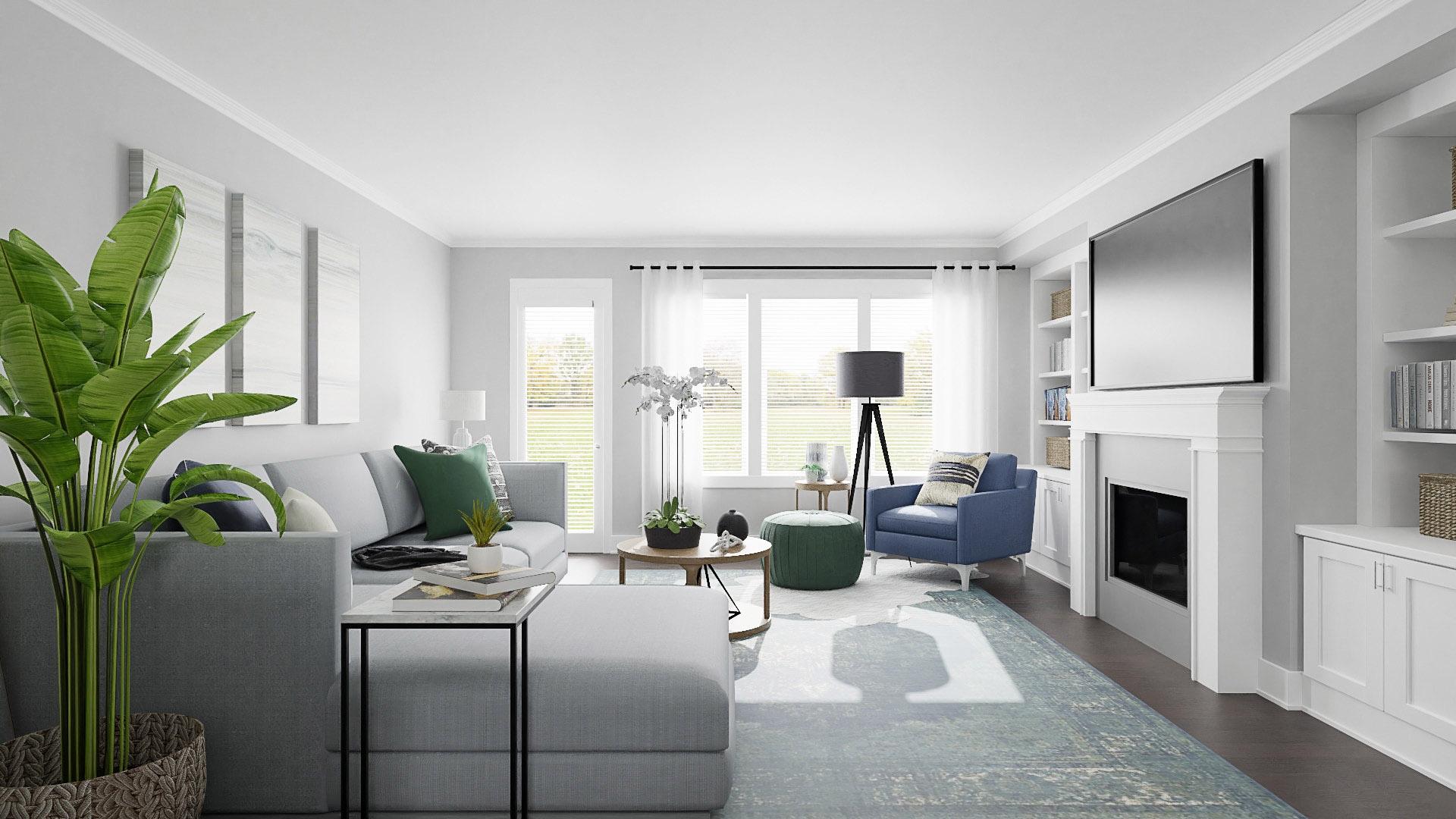 Aquatic Colors:  Classic Transitional Living Room