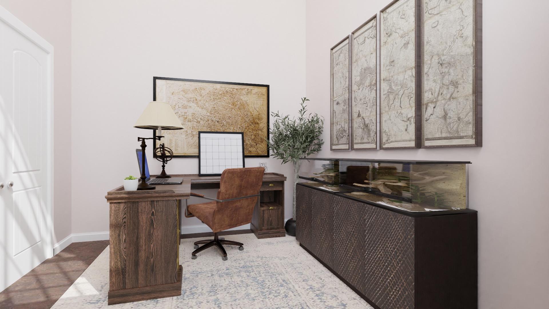 Masculine Workspace:  Urban Rustic Home Office