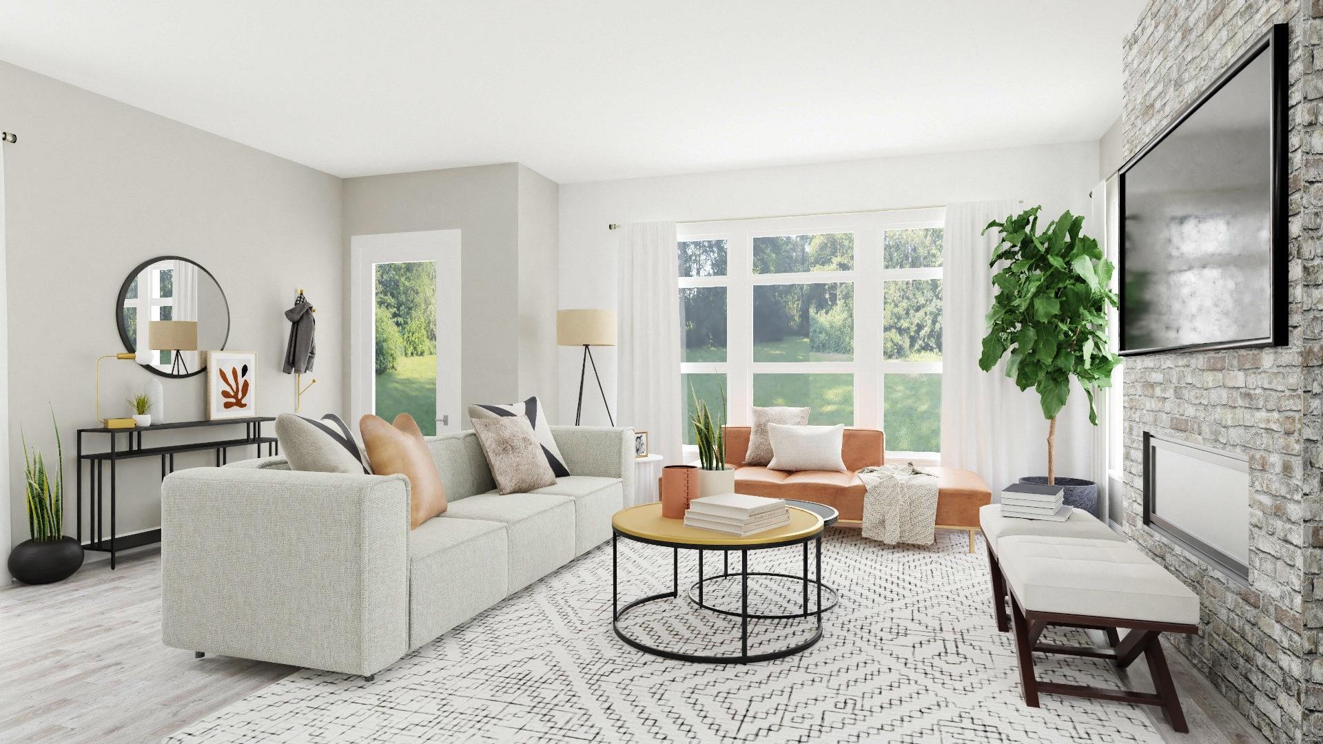 Leather Accents: Urban Modern Living Room