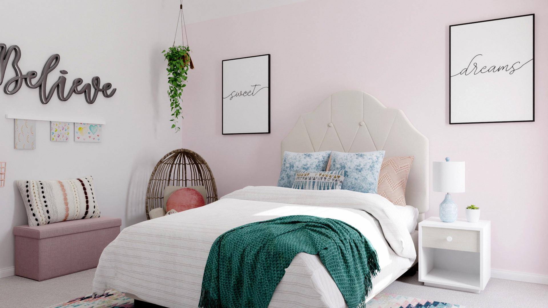 Pink Accents: Elegant Transitional Kids Room