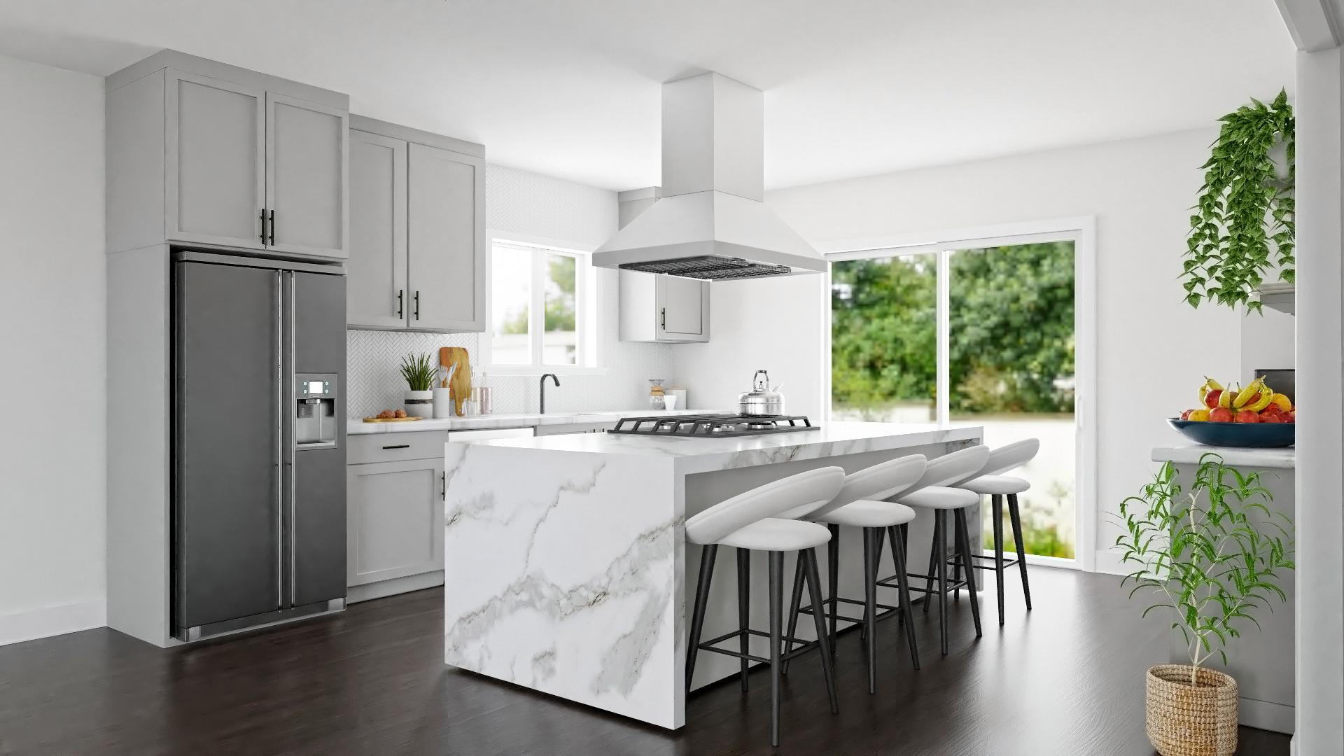 Kitchen Island Dining: Contemporary Kitchen/Dining Room