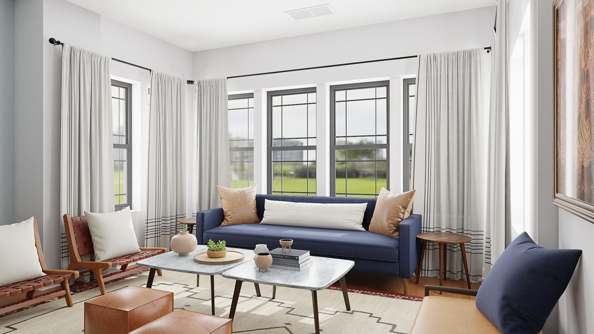 Natural Textures: Mid Century Modern Living Room