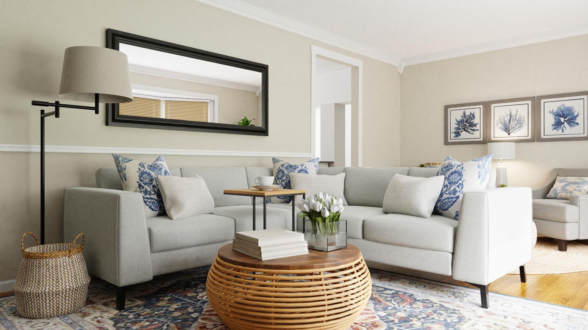 Private Reading Nook: Coastal Transitional Living Room