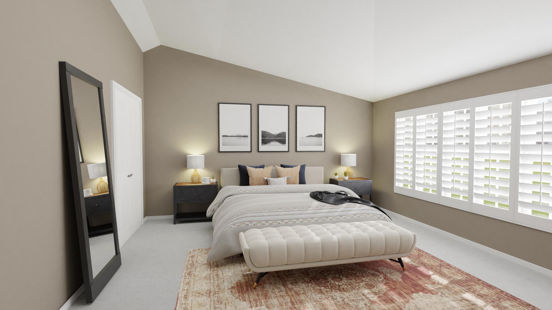 A Urban Modern Boho Bedroom with Bold Accents