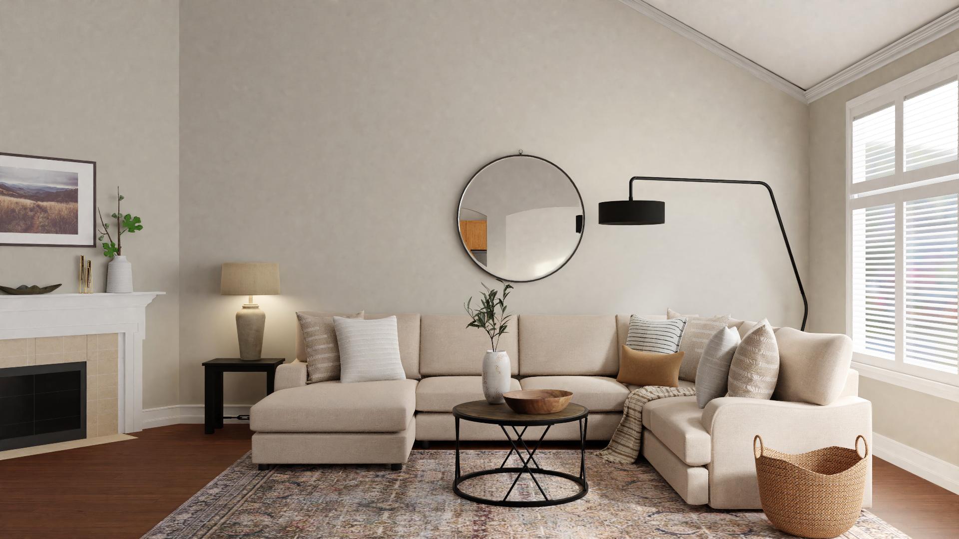 Feel Calm in This Transitional Boho Living Room