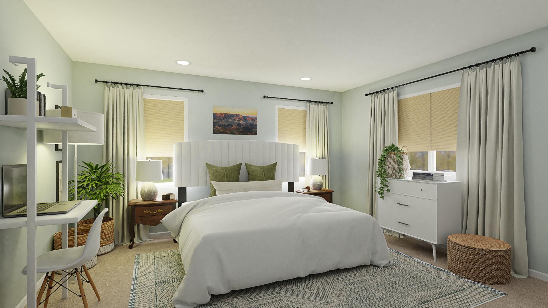 Bohemian Inspired Bedroom Design with Soothing Greenery Accents
