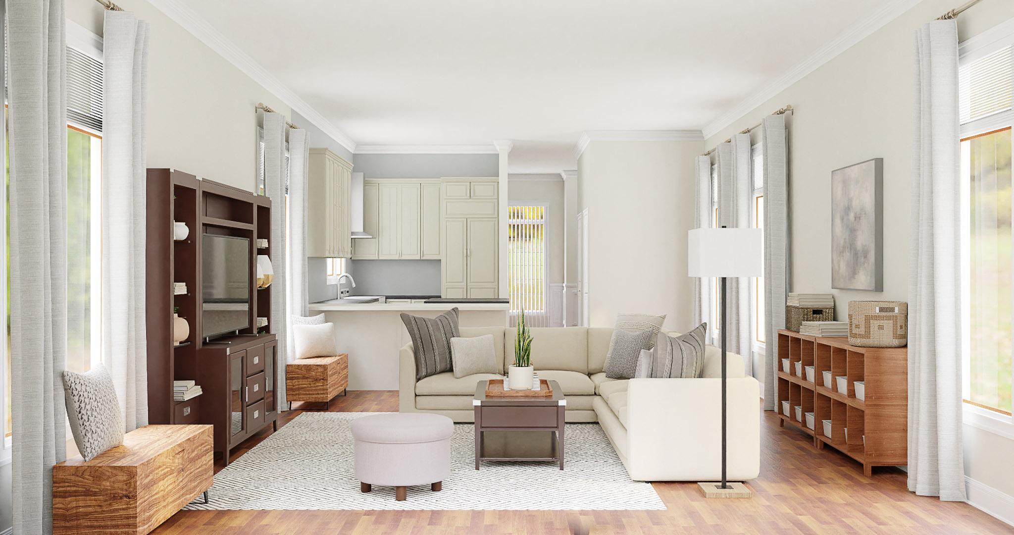 An Open Traditional Living Room for Family Gatherings