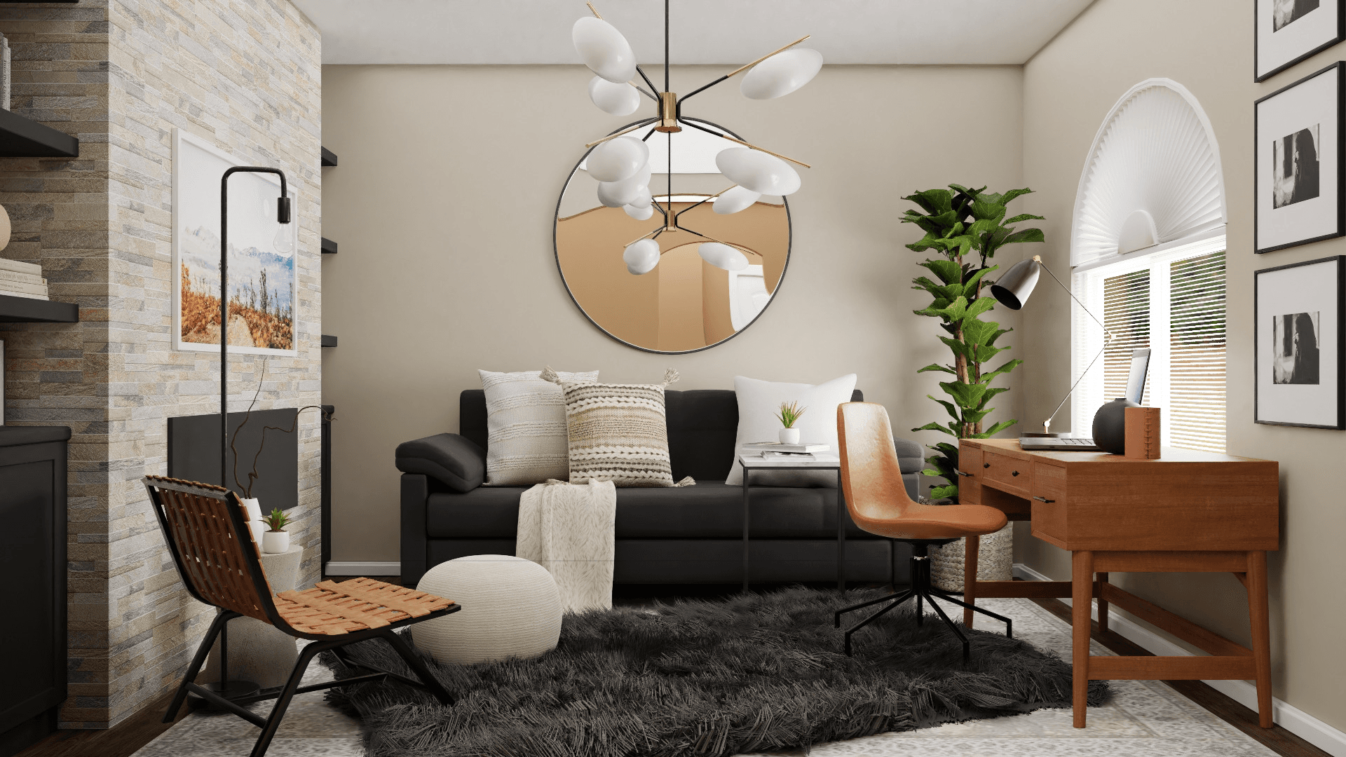 Warm Mid-Century Home Office