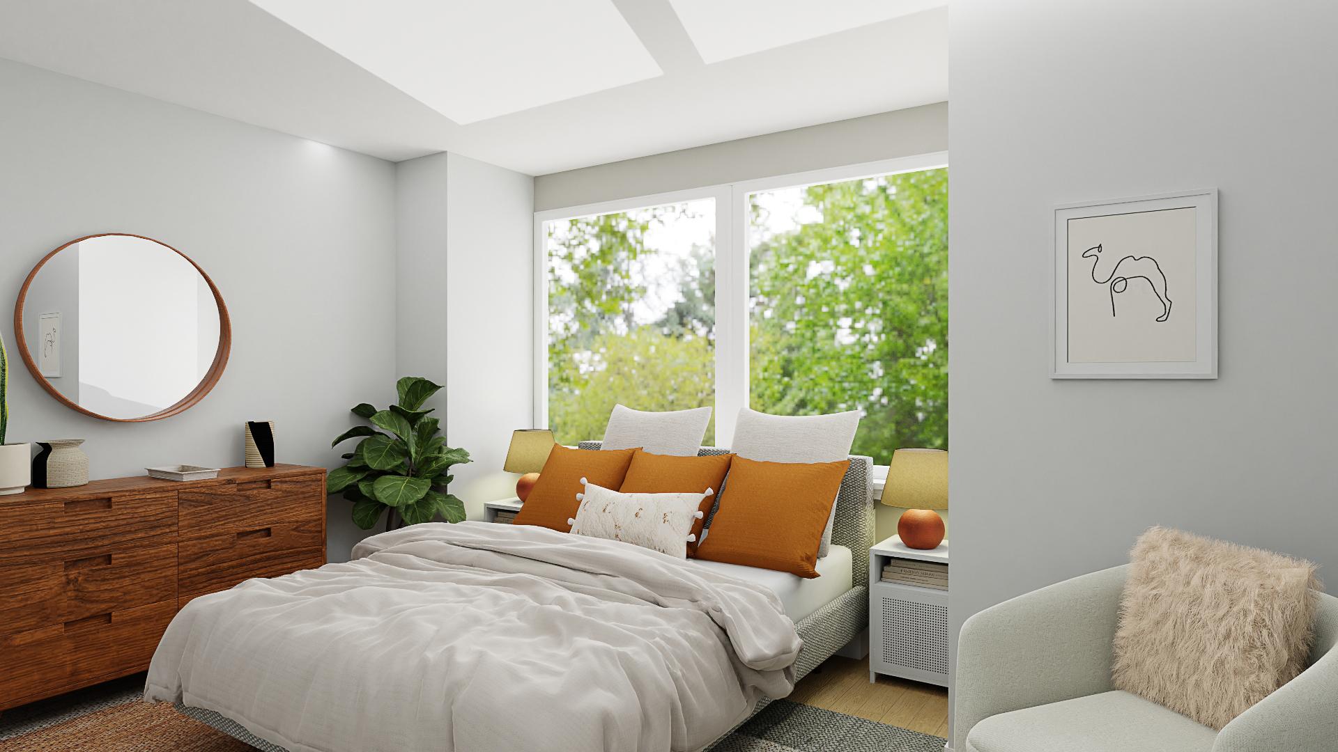 Calm Boho Bedroom with Mid-Century Touches