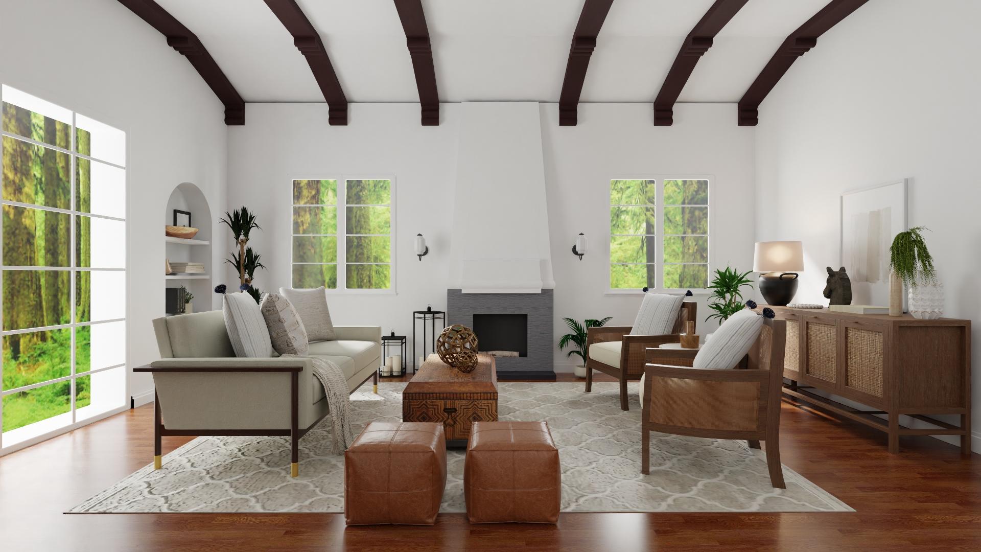 Boho-Inspired Traditional Living Room with a Rustic Spanish Flare