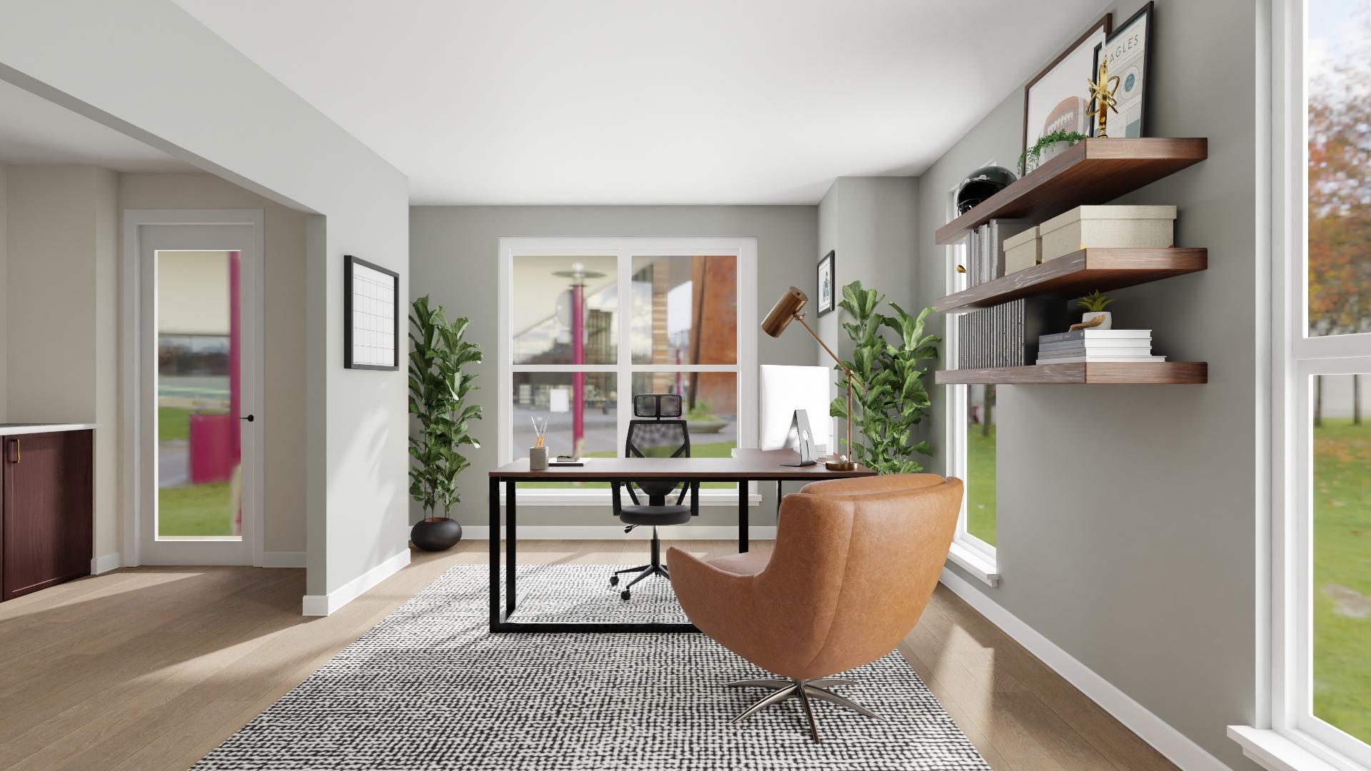 Integrated Mid-Century Modern Home Office