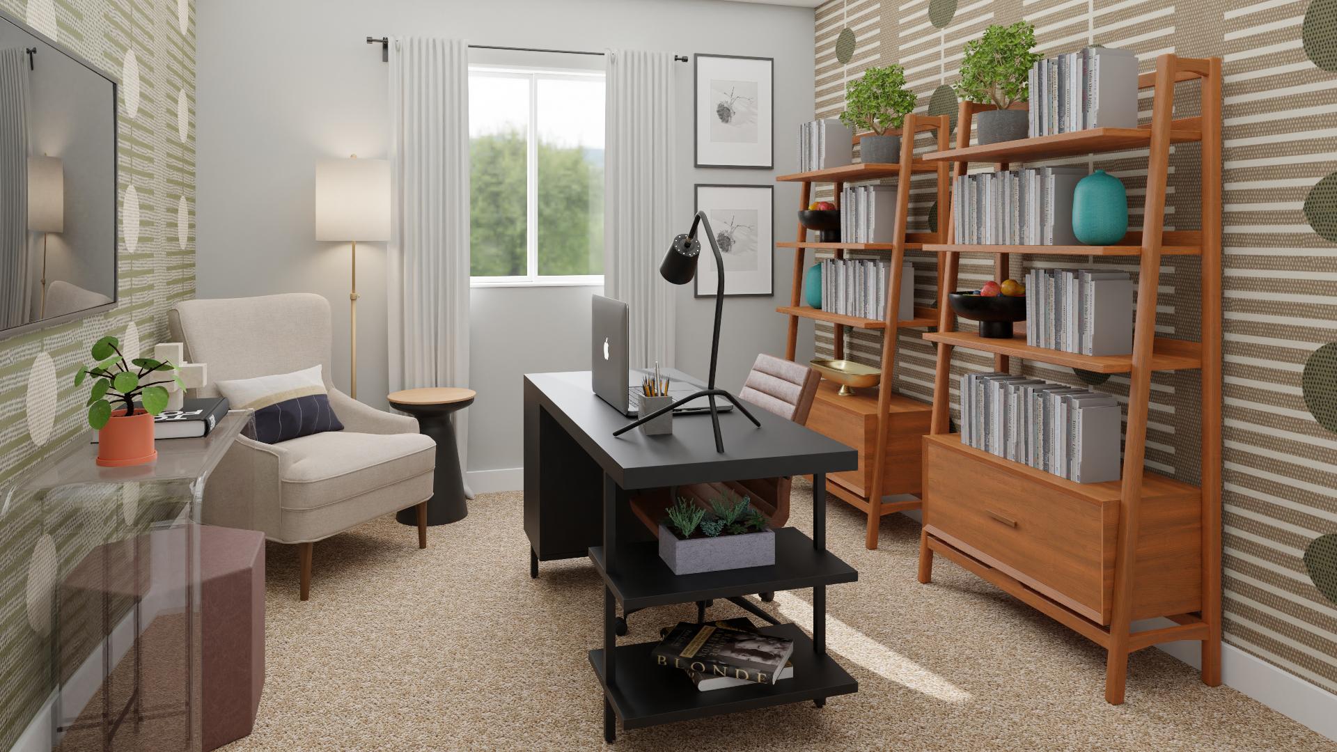 Tiny Mid-Century Modern Home Office Ready for Video Calls