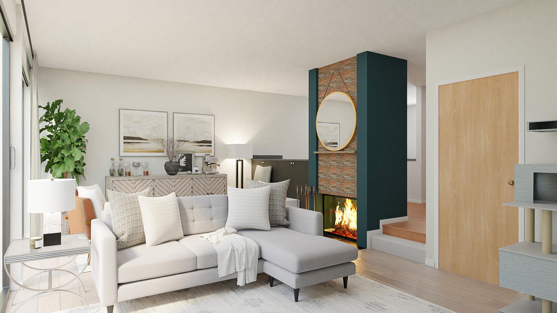 Two-in-One Modern Mid-Century Living Room Space