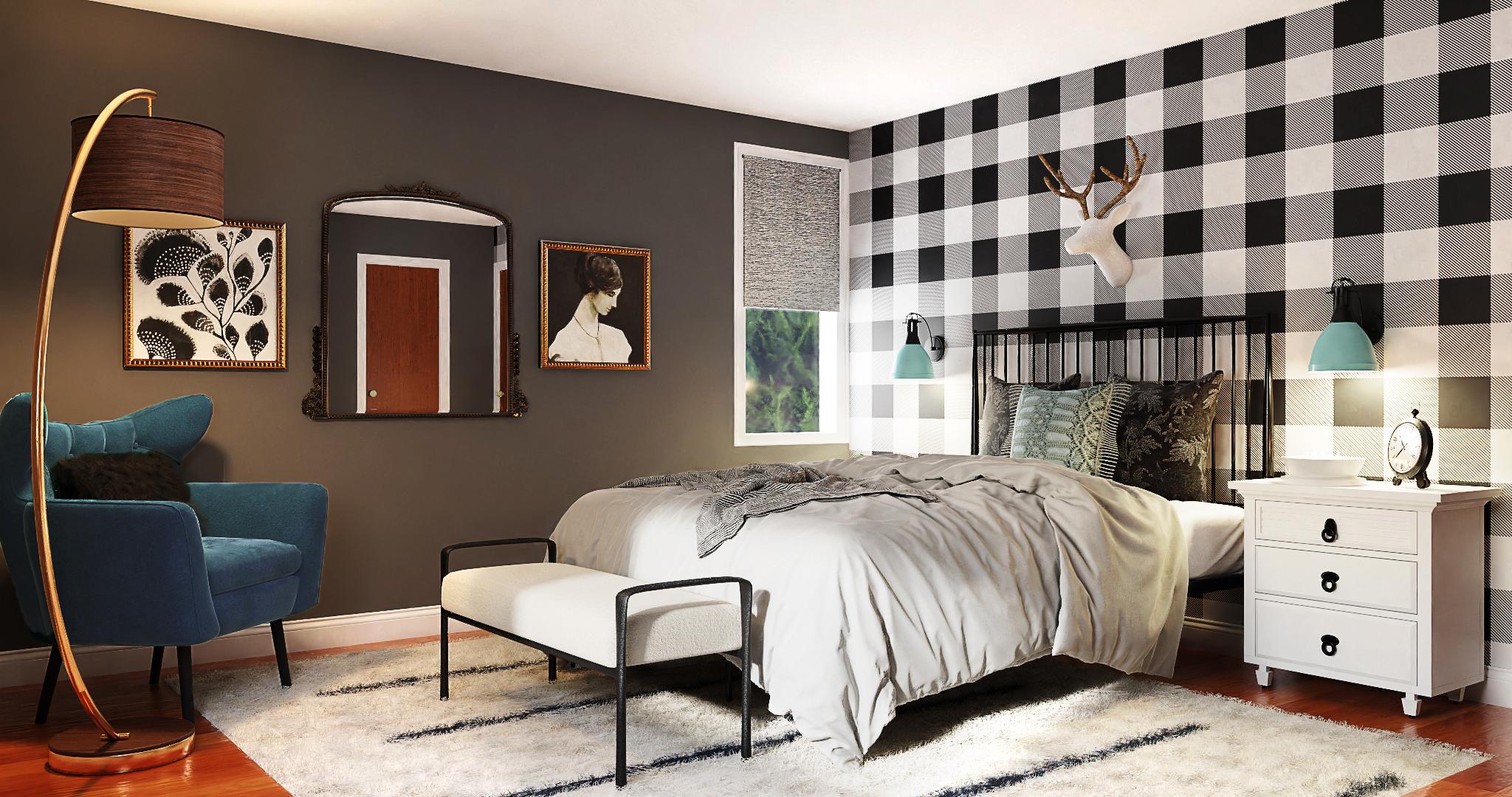 An Eclectic Farmhouse With Buffalo Plaid Walls