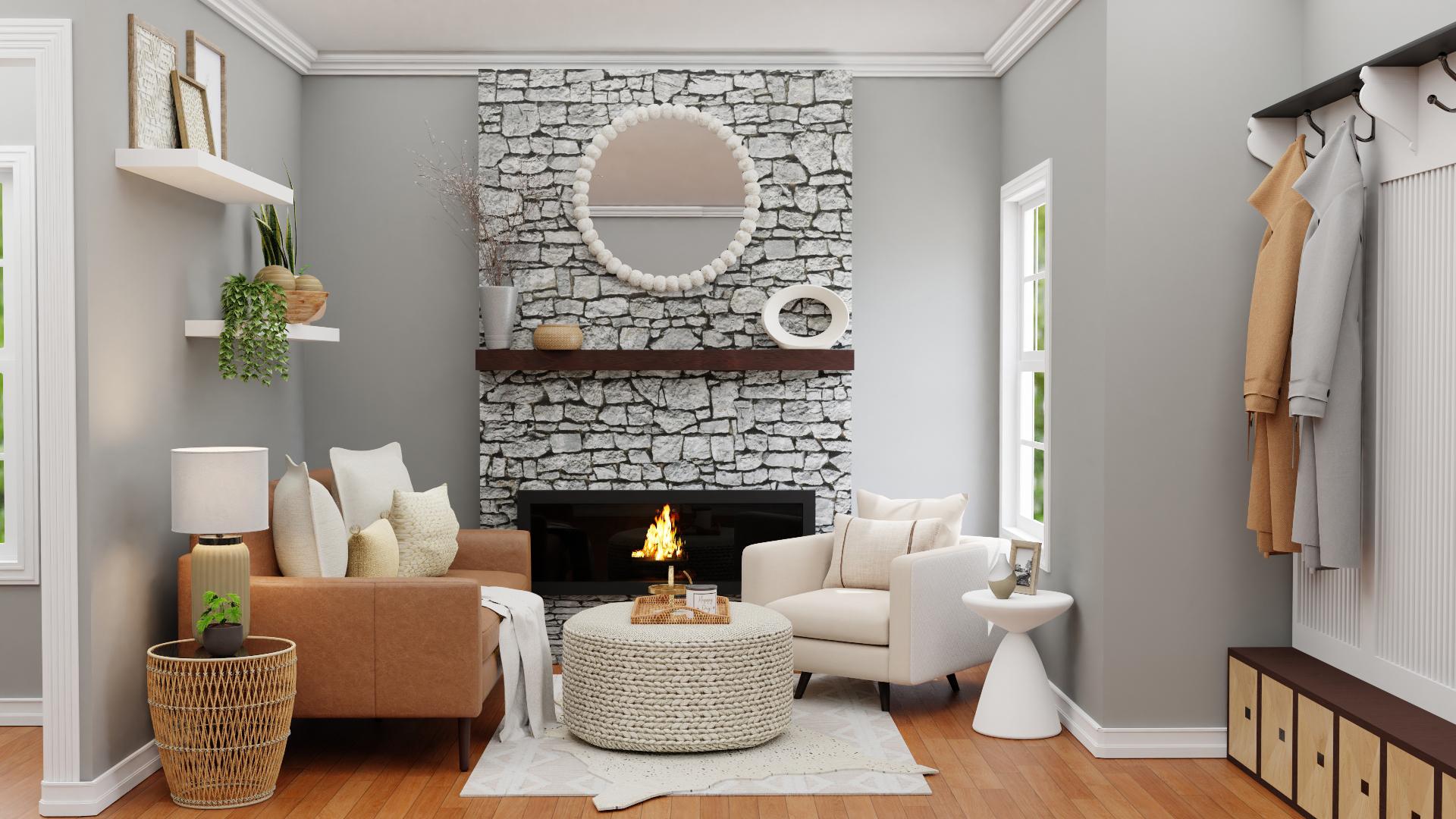 Neutral Tones: Tiny Mid-Century Living Room